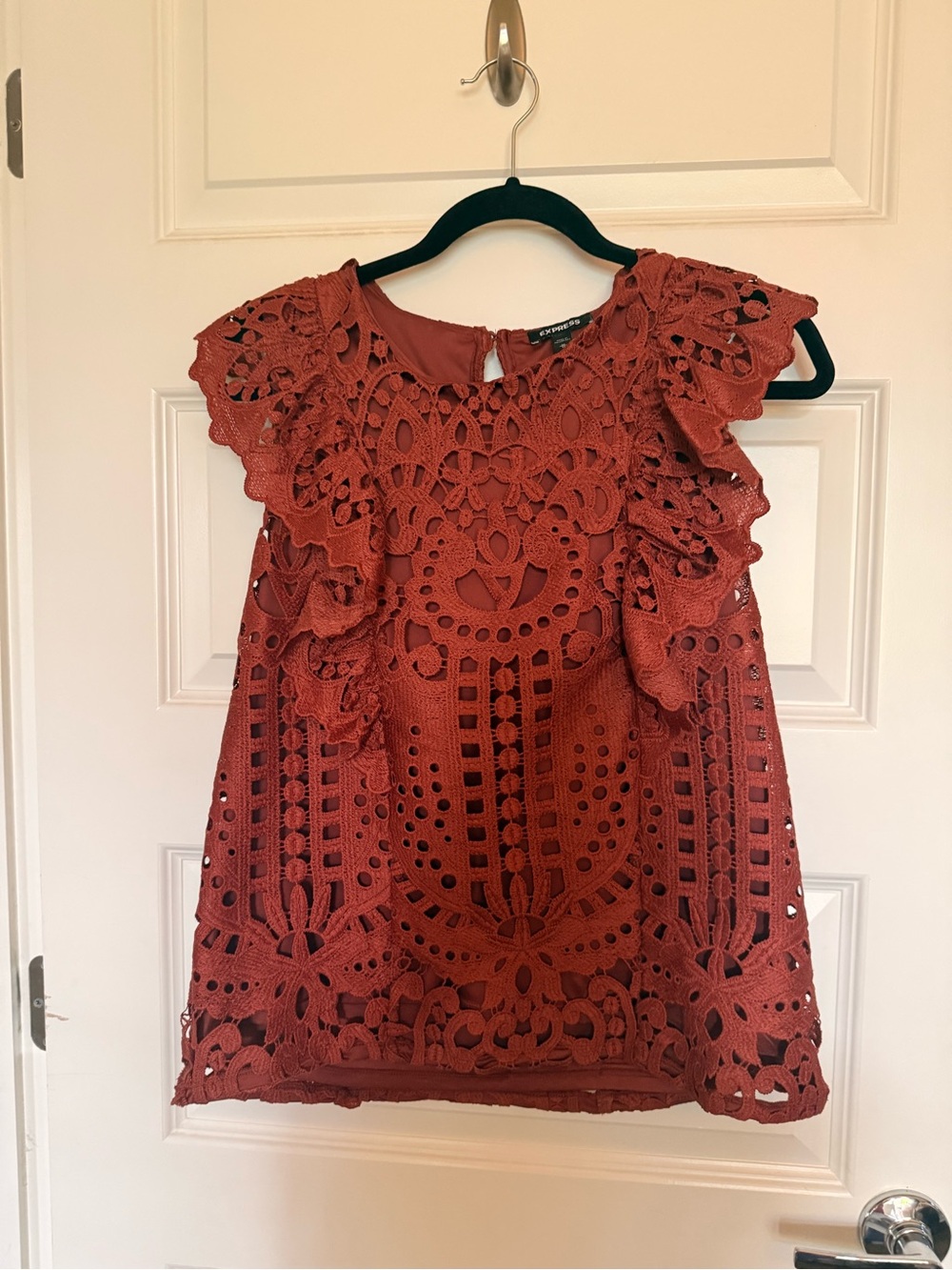 Express Rust Crochet Lace Ruffle Camisole